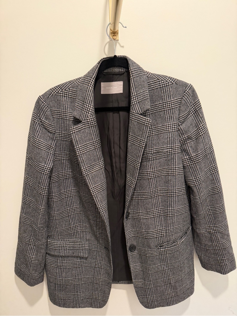 Everlane oversized wool Gray Plaid Blazer